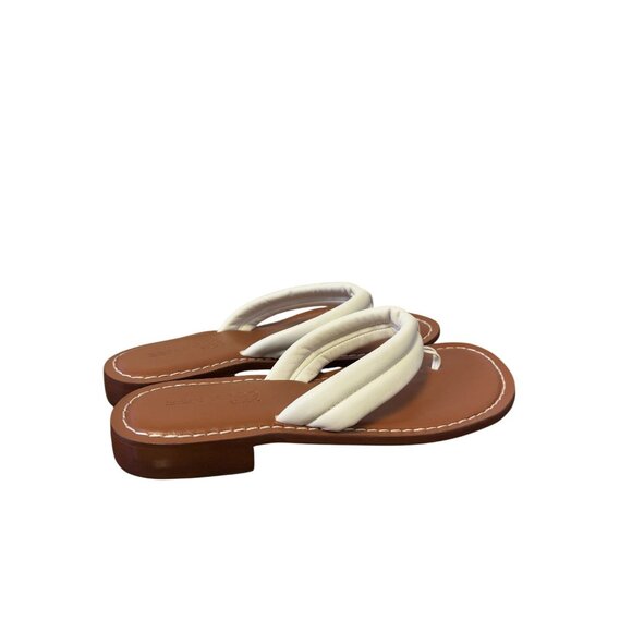 Bernardo Studio  Leather Thong Sandals White & Tan 9 - Picture 2 of 5